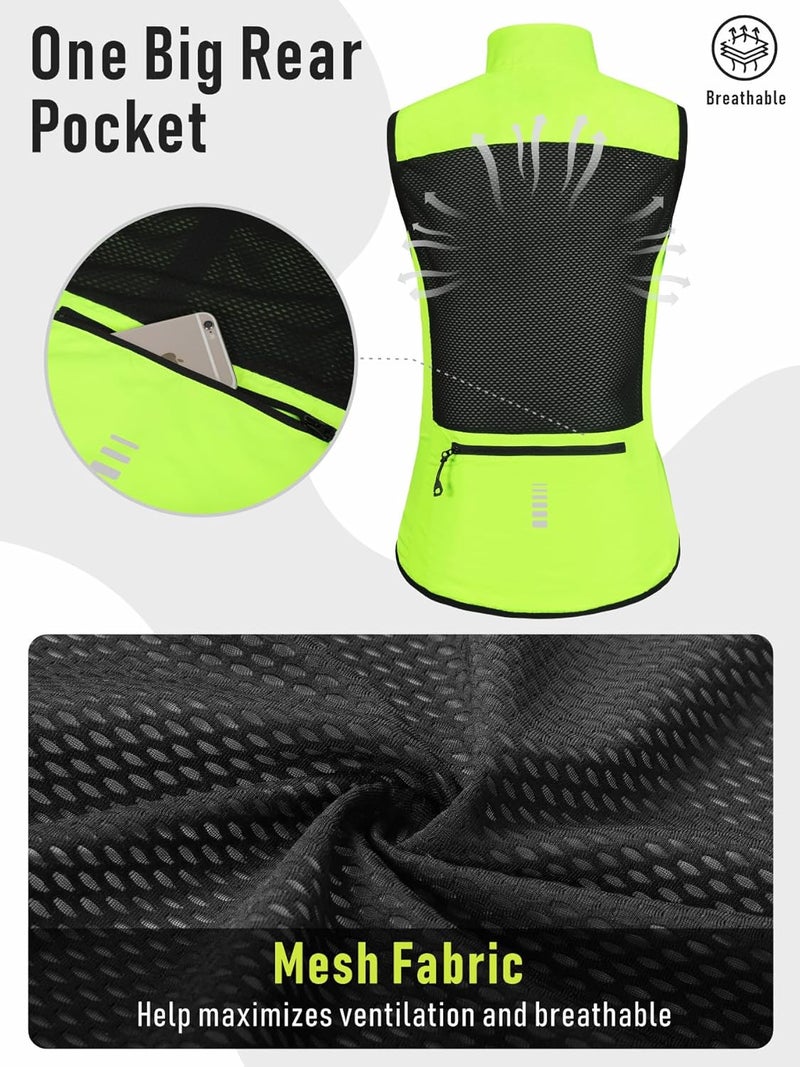 qualidyne Women's Windproof Cycling Vest – Lightweight Full Zip Sleeveless Biking Jacket with Pocket for Cycling, Running - Image 3